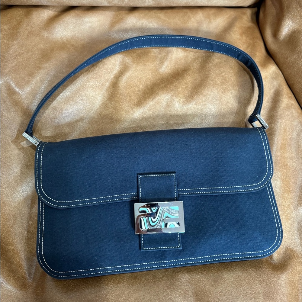 SOLD Fendi Denim Accordion Baguette